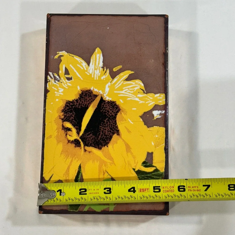 Houston Llew Spiritile 095 Day to Come Sunflower‎ Glass on Copper Art Retired